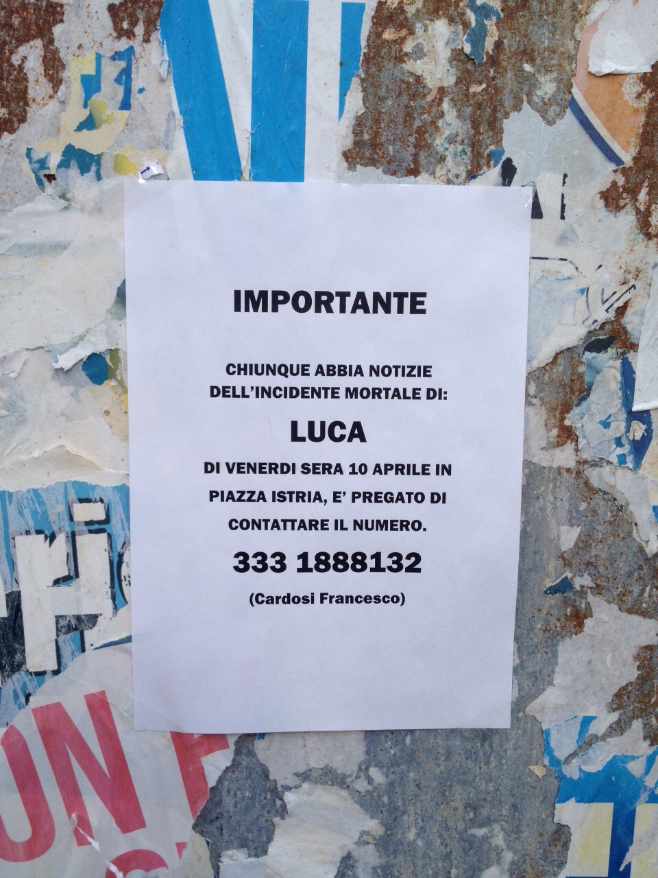Piazza Istria incidente Luca 2