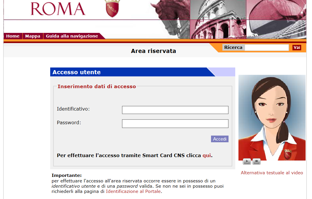 registrazione portale comune roma